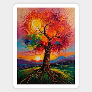 colorful sunset tree Sticker